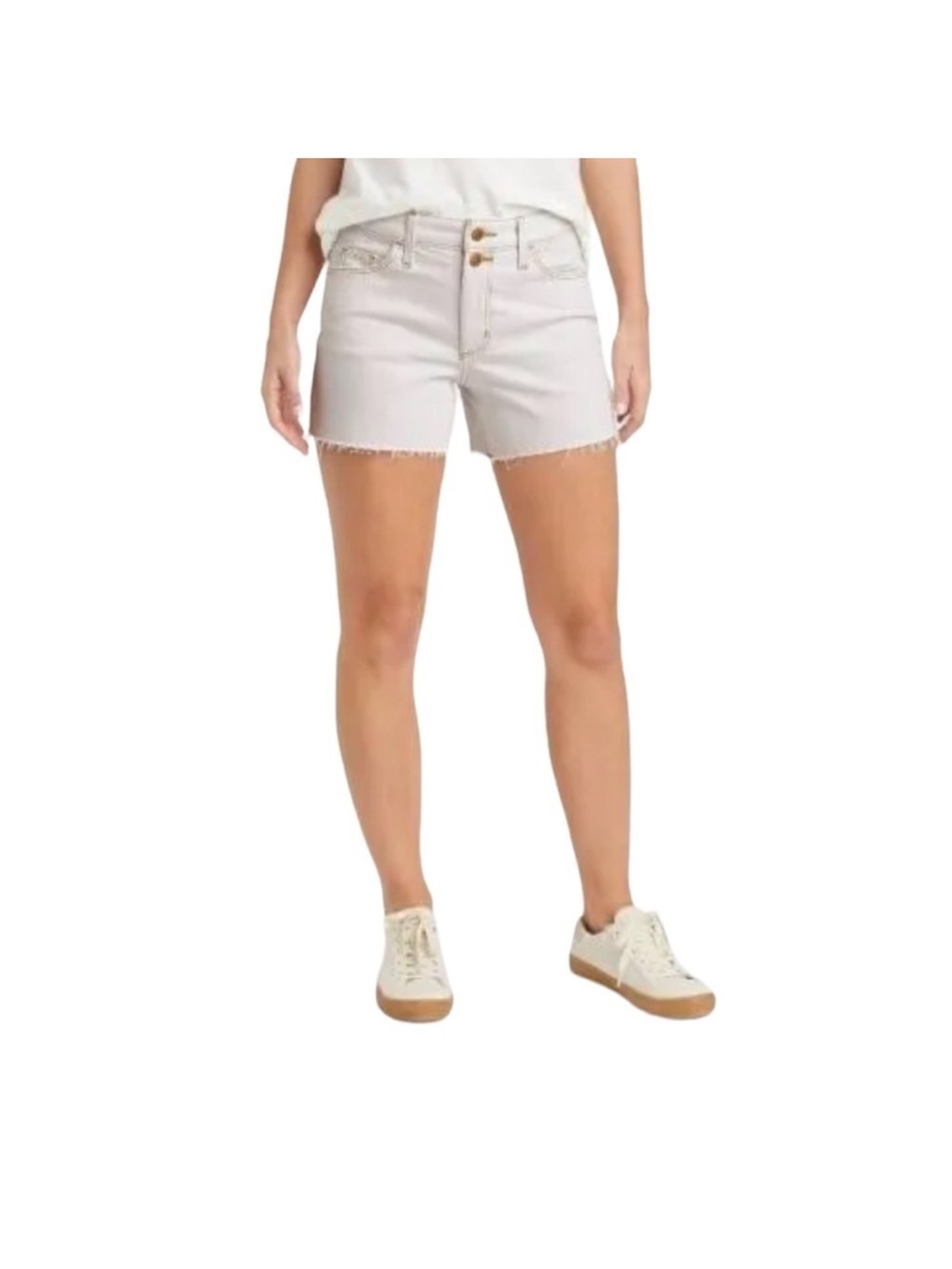 Universal Thread Womens Off White High Rise Vintage Midi Jean Shorts Size 8